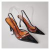 High Heel High Heels Women's High Heeled Sandals with Transparent Pointed Toes, No Laces, Suitable for Summer(Schwarz,7.5 UK)