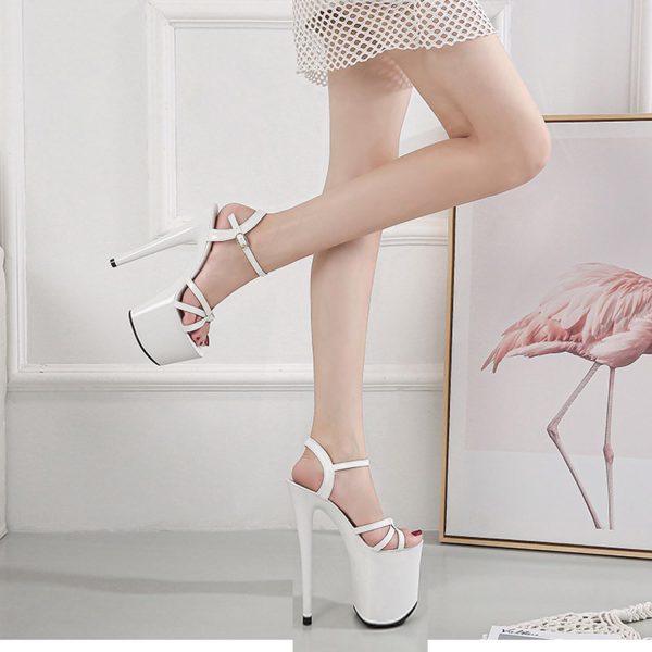 High Heel 20cm Platform Stiletto High Heels for Women Dressy Wedding Prom Heeled Sandals Open Toe Buckle Ankle Strappy Sandals