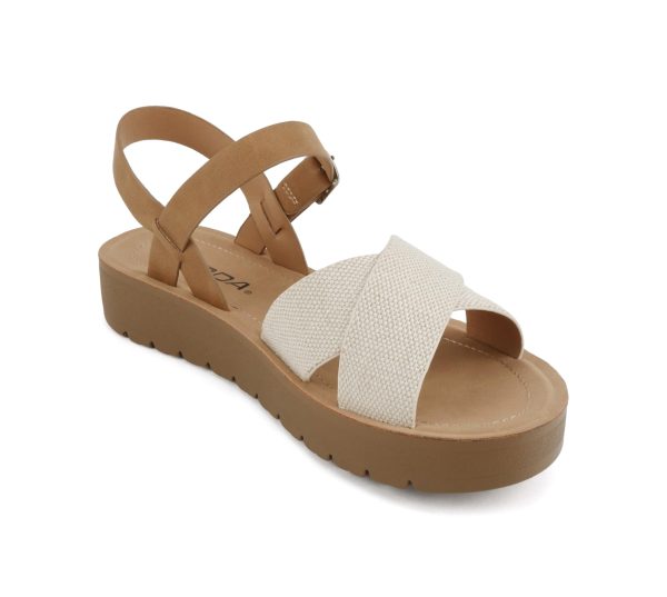CHESTER ~ Women Flat Sandals Flatform Ankle Buckle Criss Cross Band Straps Sandals Shoes