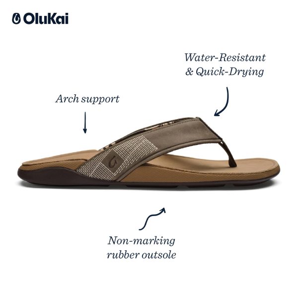 Tuahine Men's Waterproof Leather Sandals, Versatile Beach Flip Flops, Arch Support & Comfort Fit, Lightweight & Durable,