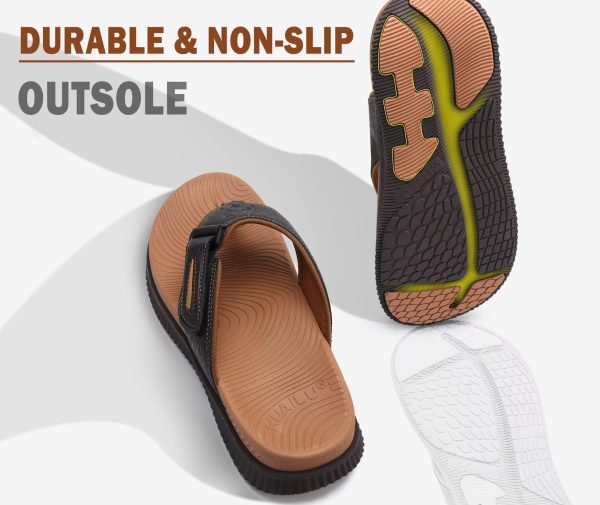 Mens Orthotic Flip Flops Men's Recovery Walking Sandals Adjustable Thick Athletic Cushion Sport Slides for Man, Water Resistant