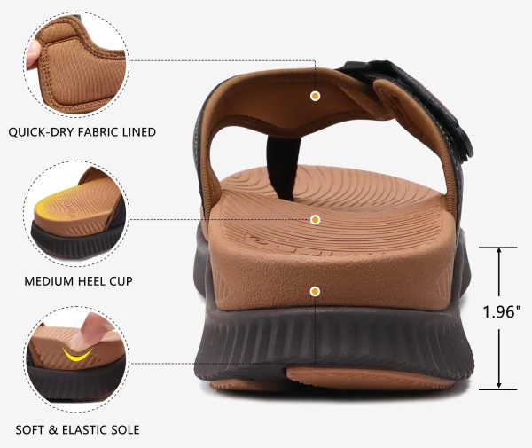 Mens Orthotic Flip Flops Men's Recovery Walking Sandals Adjustable Thick Athletic Cushion Sport Slides for Man, Water Resistant