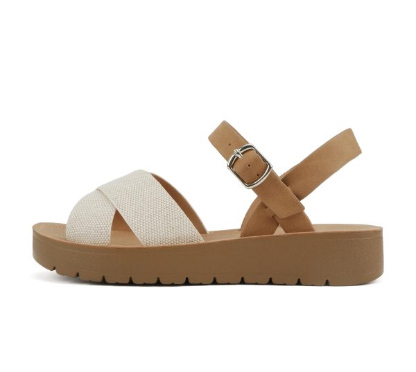 CHESTER ~ Women Flat Sandals Flatform Ankle Buckle Criss Cross Band Straps Sandals Shoes