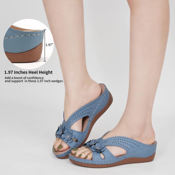 Sandals for Women Wedge Shoes: Slip On Dressy Summer Comfortable Slides Sandals Lightweight Memory Foam Platform Shoes