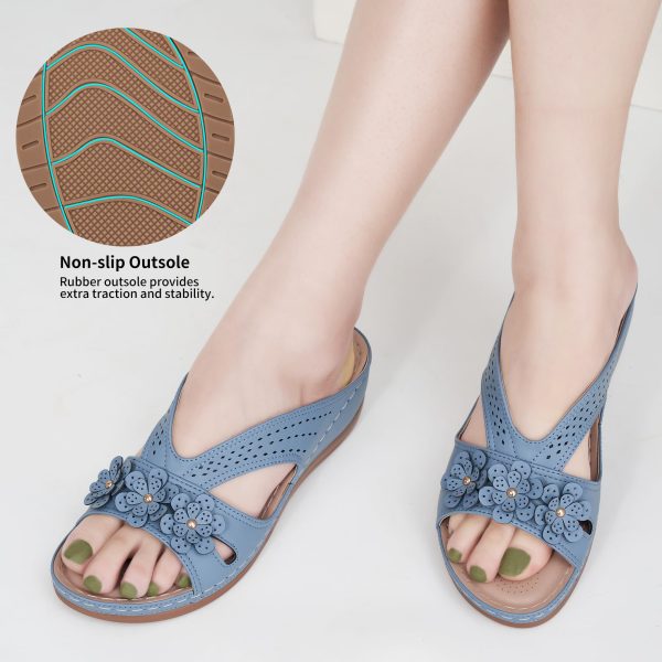 Sandals for Women Wedge Shoes: Slip On Dressy Summer Comfortable Slides Sandals Lightweight Memory Foam Platform Shoes