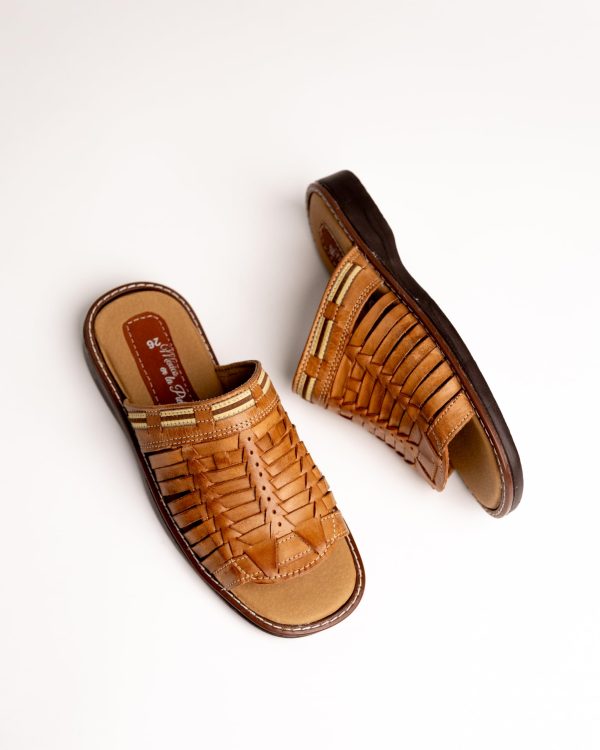 Handmade Leather Huaraches for Men - Slip-On Open Toe Sandals - Comfortable, Breathable, Lightweight, Water Resistant, Tan Color
