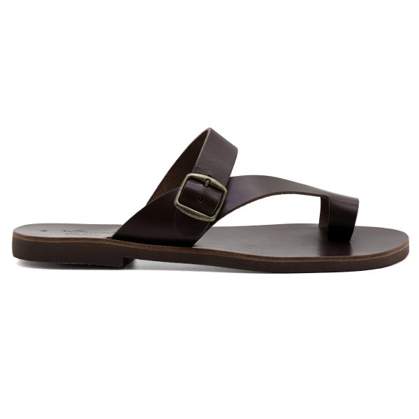 Emmanuela Greek Leather Ring Toe Sandals for Men, Quality Handmade Men's Sandals with adjustable Buckle Strap, Mens Strappy
