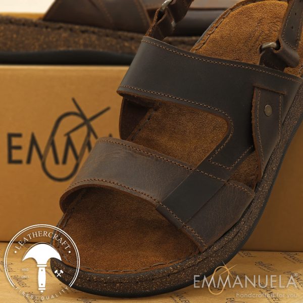 Emmanuela Greek Leather Ring Toe Sandals for Men, Quality Handmade Men's Sandals with adjustable Buckle Strap, Mens Strappy