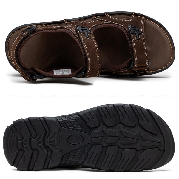 Men's Sandals Leather Open Toe Beach Sandal Outdoor Summer Sport Hiking Sandals