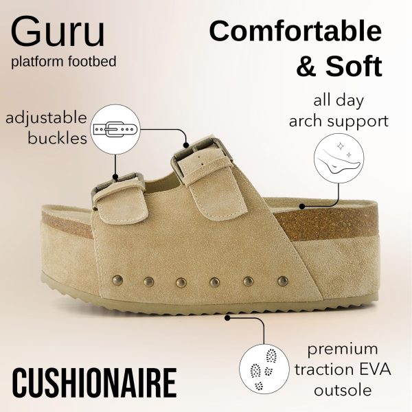 Guru Platform Sandals Women Footwear – Comfortable Genuine Leather Footbed Studded Chunky Slide Summer Sandals for Women 2025