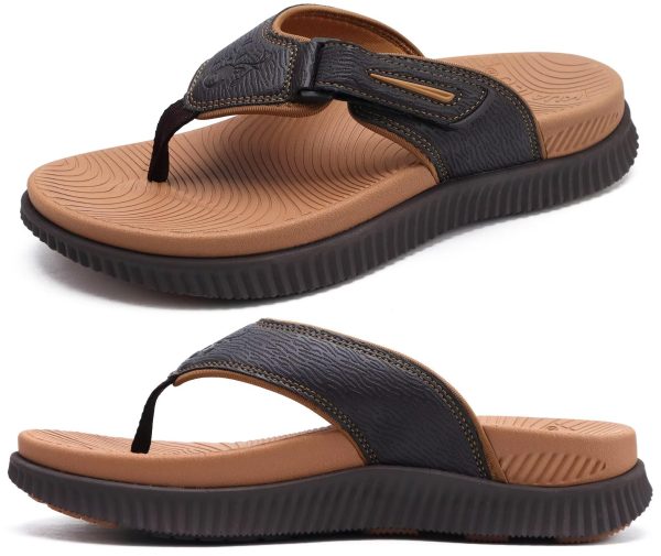 Mens Orthotic Flip Flops Men's Recovery Walking Sandals Adjustable Thick Athletic Cushion Sport Slides for Man, Water Resistant