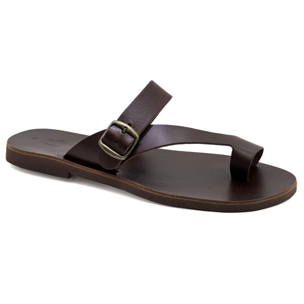 Emmanuela Greek Leather Ring Toe Sandals for Men, Quality Handmade Men's Sandals with adjustable Buckle Strap, Mens Strappy