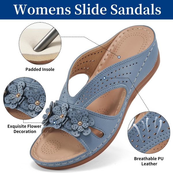 Sandals for Women Wedge Shoes: Slip On Dressy Summer Comfortable Slides Sandals Lightweight Memory Foam Platform Shoes