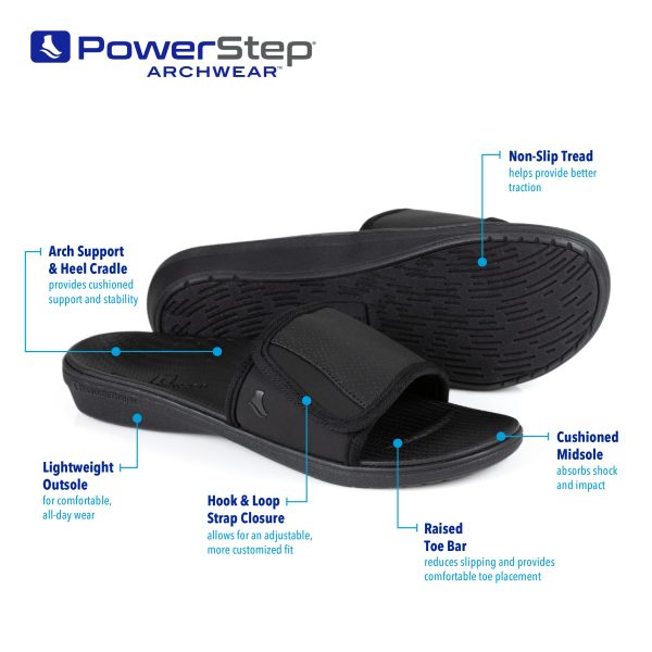 ArchWear, Men's Slide Sandal with Arch Support, Plantar Fasciitis Pain Relief, Lightweight Orthotic Sandal